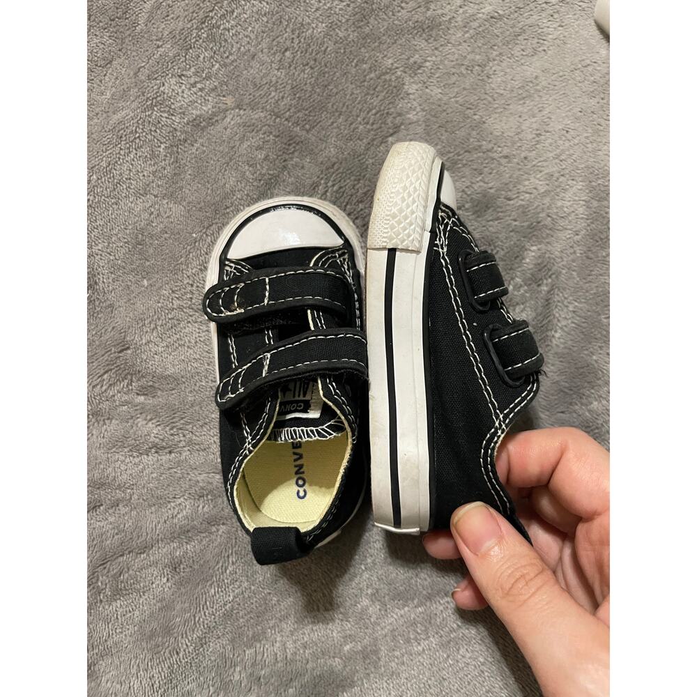 All Star Converse Baby Shoes Girl Boy Unisex Black SZ 3 Velcro - Picture 3 of 4